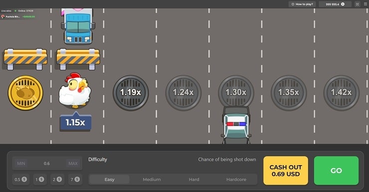 Chicken Road — игровой процесс, курица перепрыгивает через сковородки